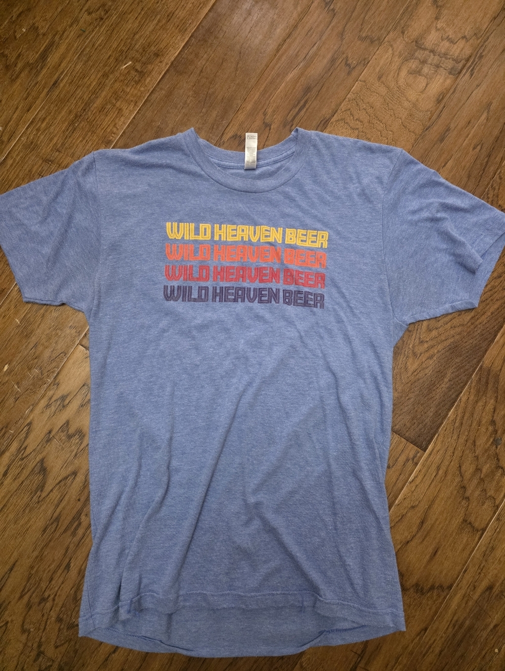 American Apparel Heather Blue 'Wild Heaven Beer' Graphic Tee Sz Med